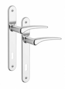 Rostex Comfort štítové dveřní kování - klika-klika pro klíč 90mm Cr Nerez Rostex